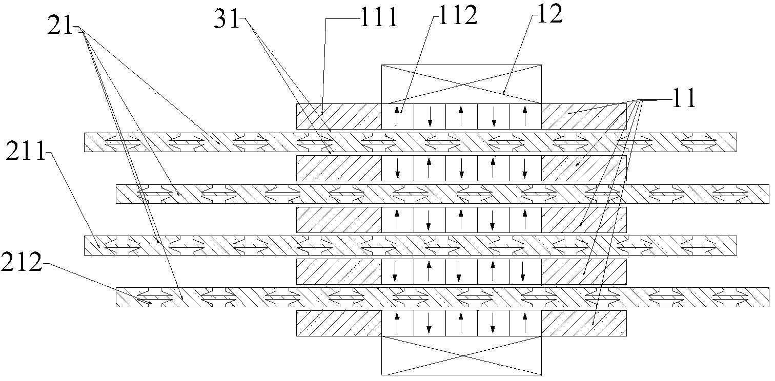 Three-dimensional magnetic flux permanent magnet linear motor of multi-air-gap independent winding structure