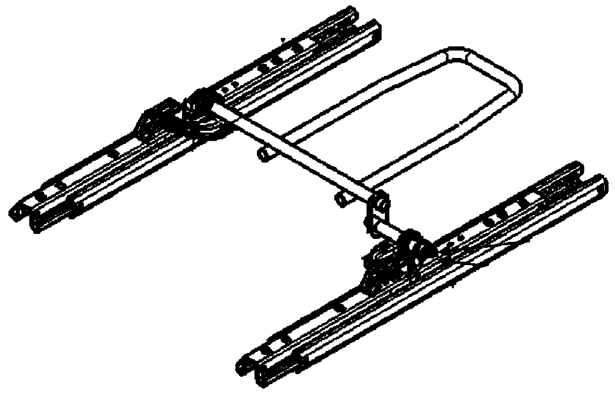 High and low rail dual rotation axis unlocking system