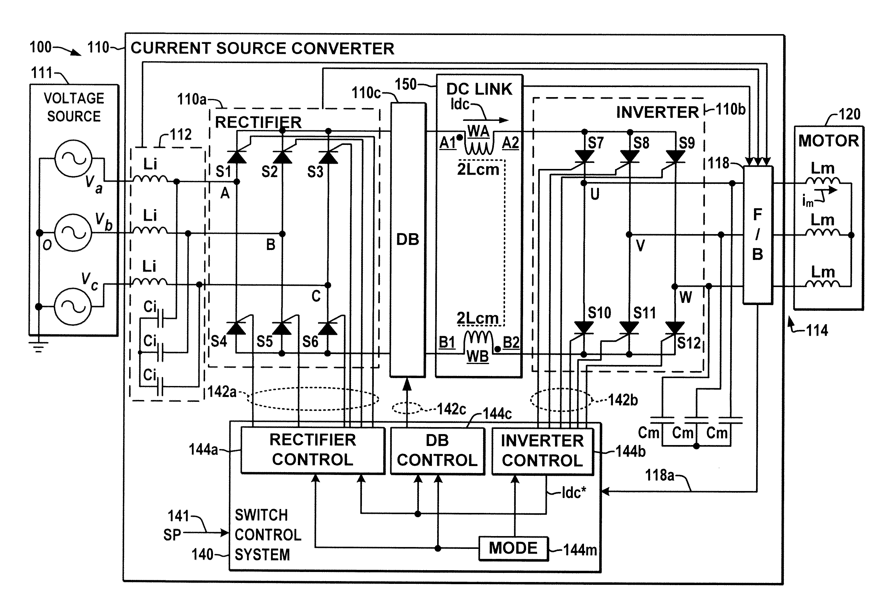 Dynamic braking for current source converter based drive