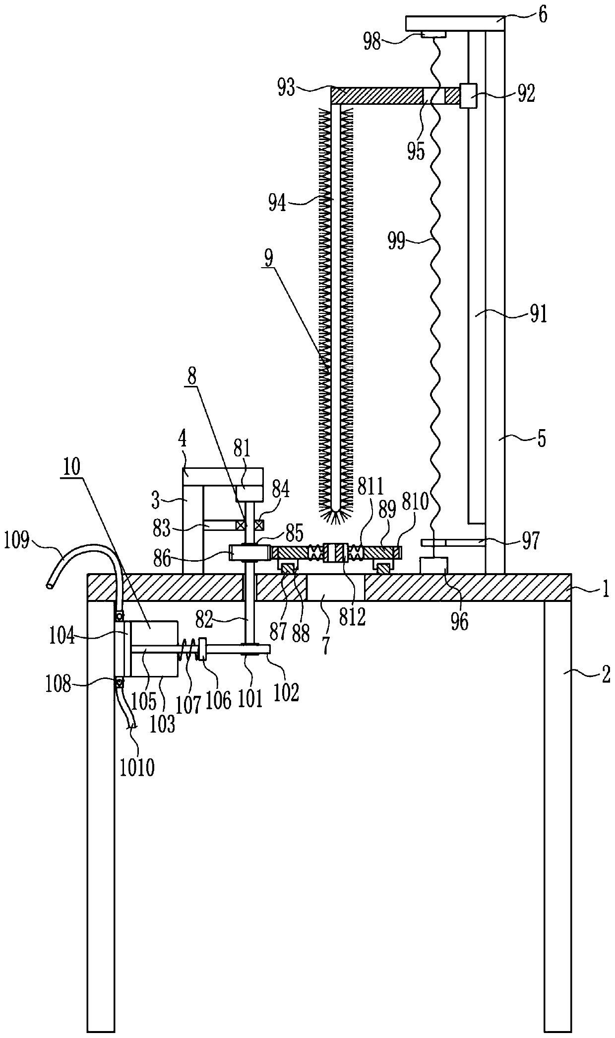 A solar water heater collector tube cleaning equipment