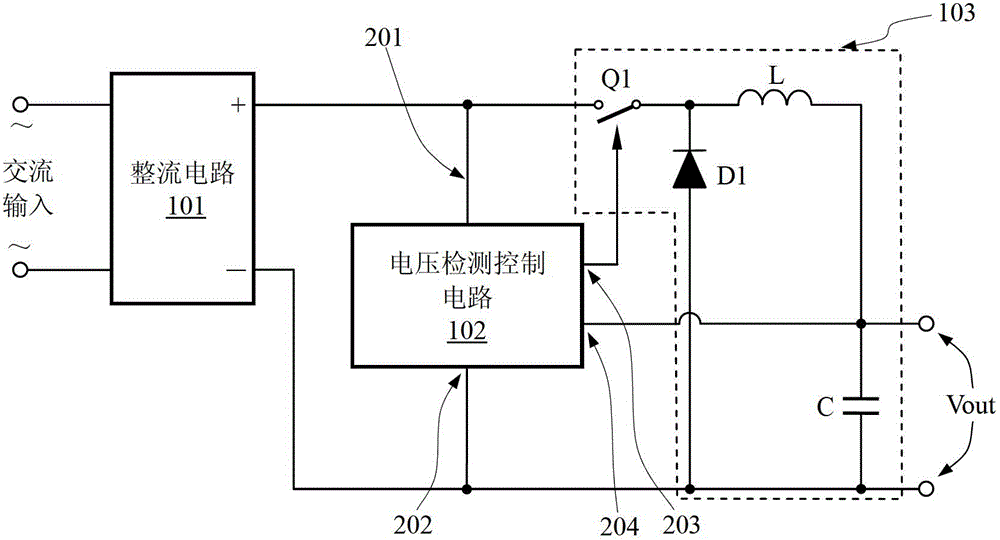 Alternating current-to-direct current circuit