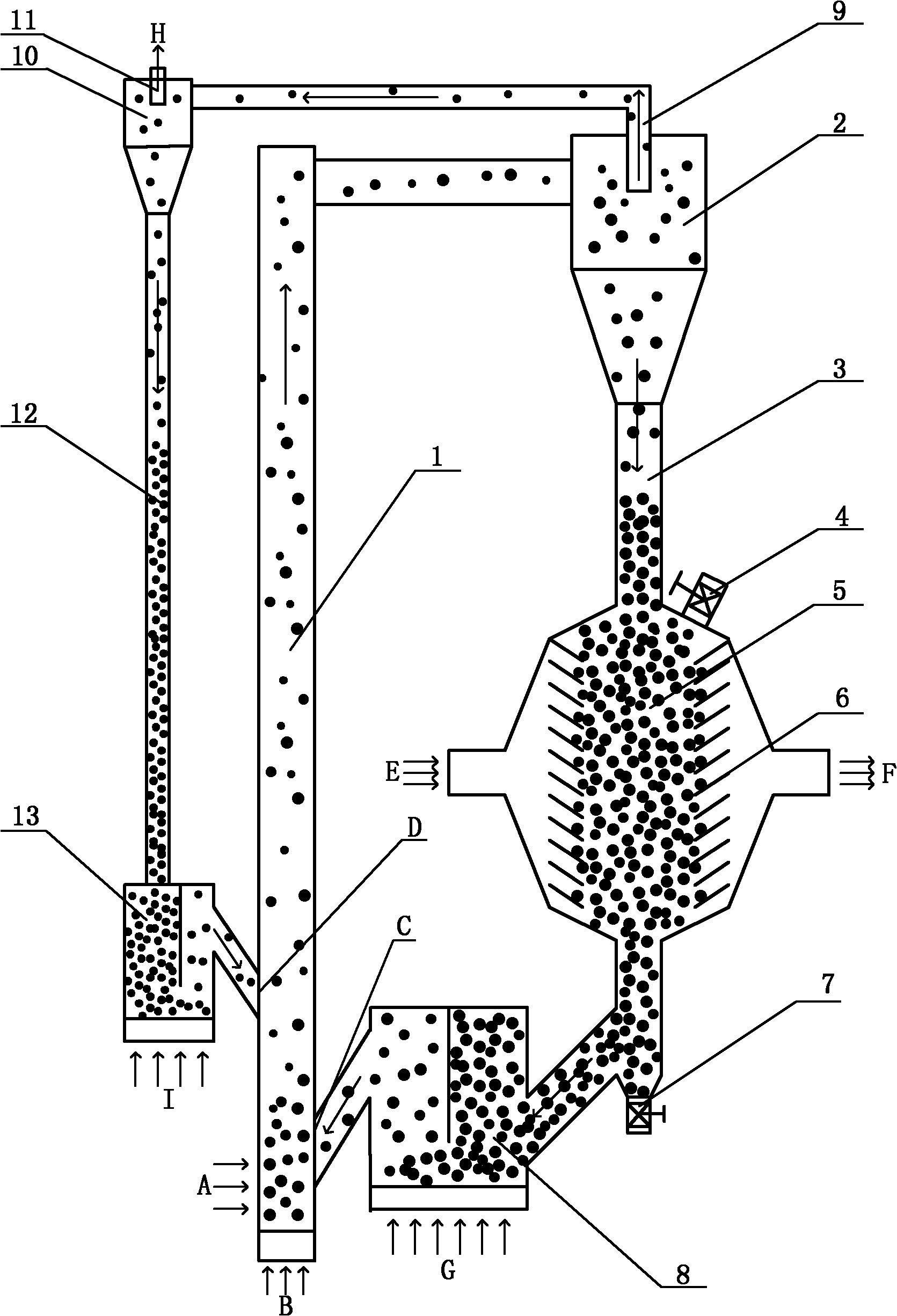 Device for separating carbon dioxide through chemical-looping combustion in coal pressurizing high-density recirculating fluidized bed