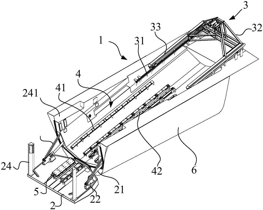 Stern slipway type work boat launching and restoring device