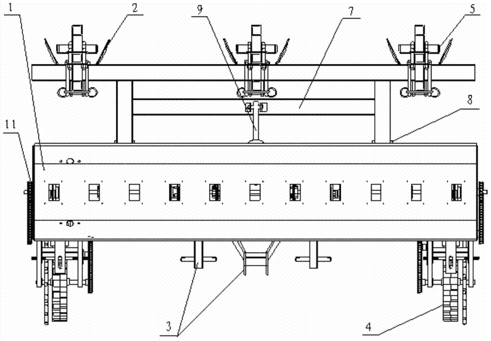 High-crop-clearance corn intertillage-fertilization-hill-up-root-cutting integration machine