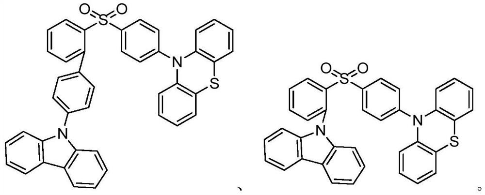 Tadf material based on large steric hindrance space charge transfer and its synthesis method and application