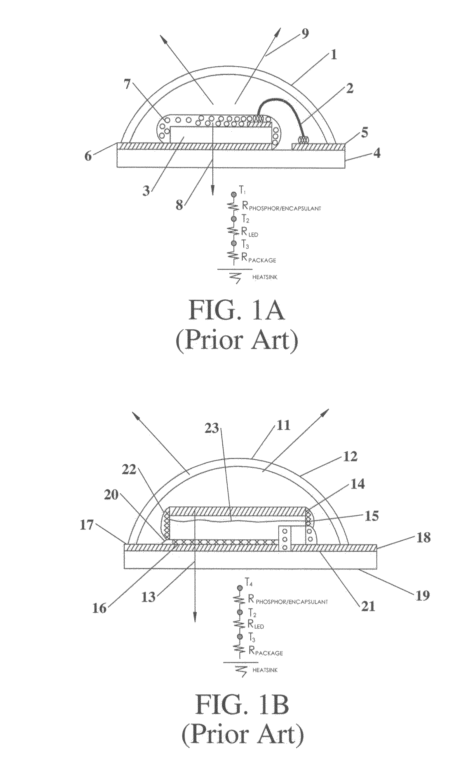 Solid state light sources with common luminescent and heat dissipating surfaces