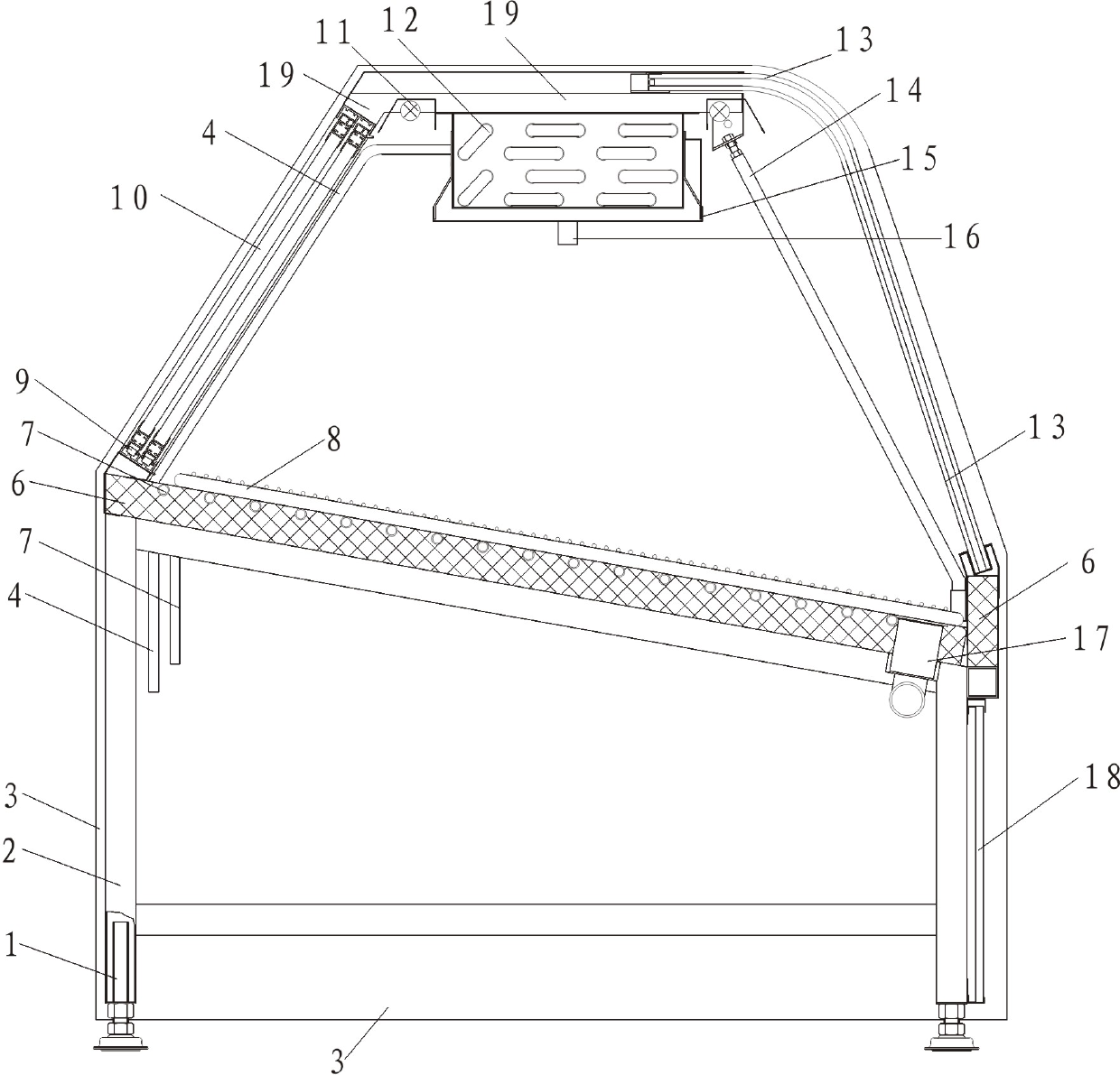 Commercial display cabinet for food refrigeration and preservation