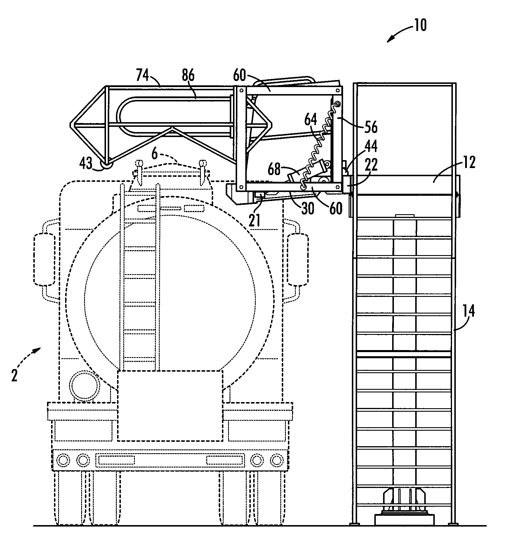 Extended safety cage for retractable gangway