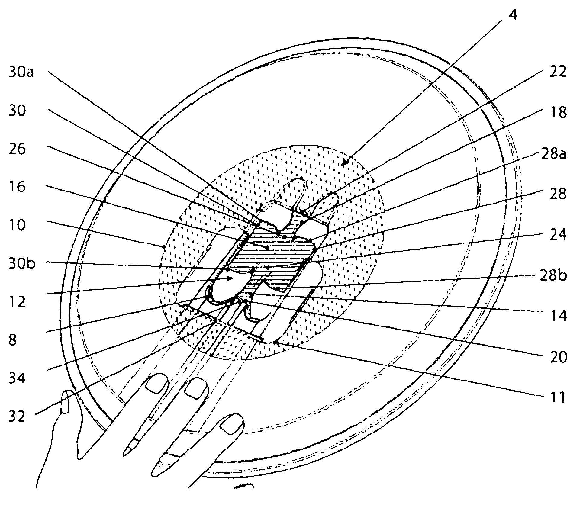 Tray and device for stabilising a tray