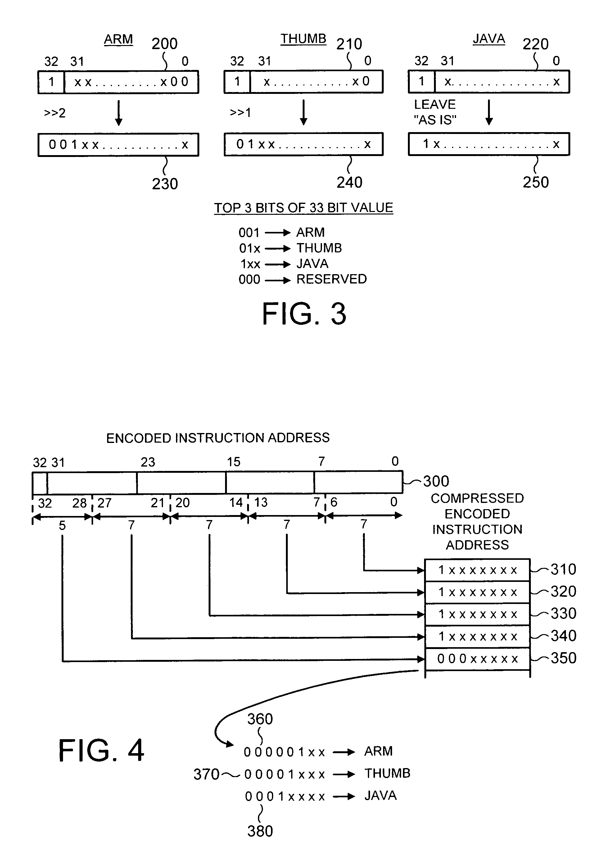 Apparatus and method for efficiently incorporating instruction set information with instruction addresses