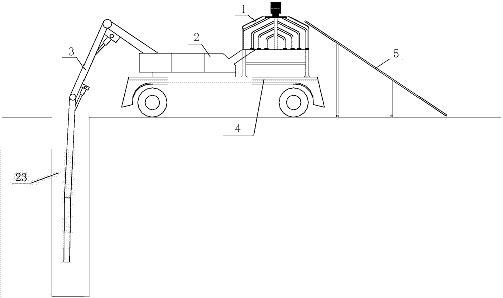 Mixture stirring and conveying device and construction method