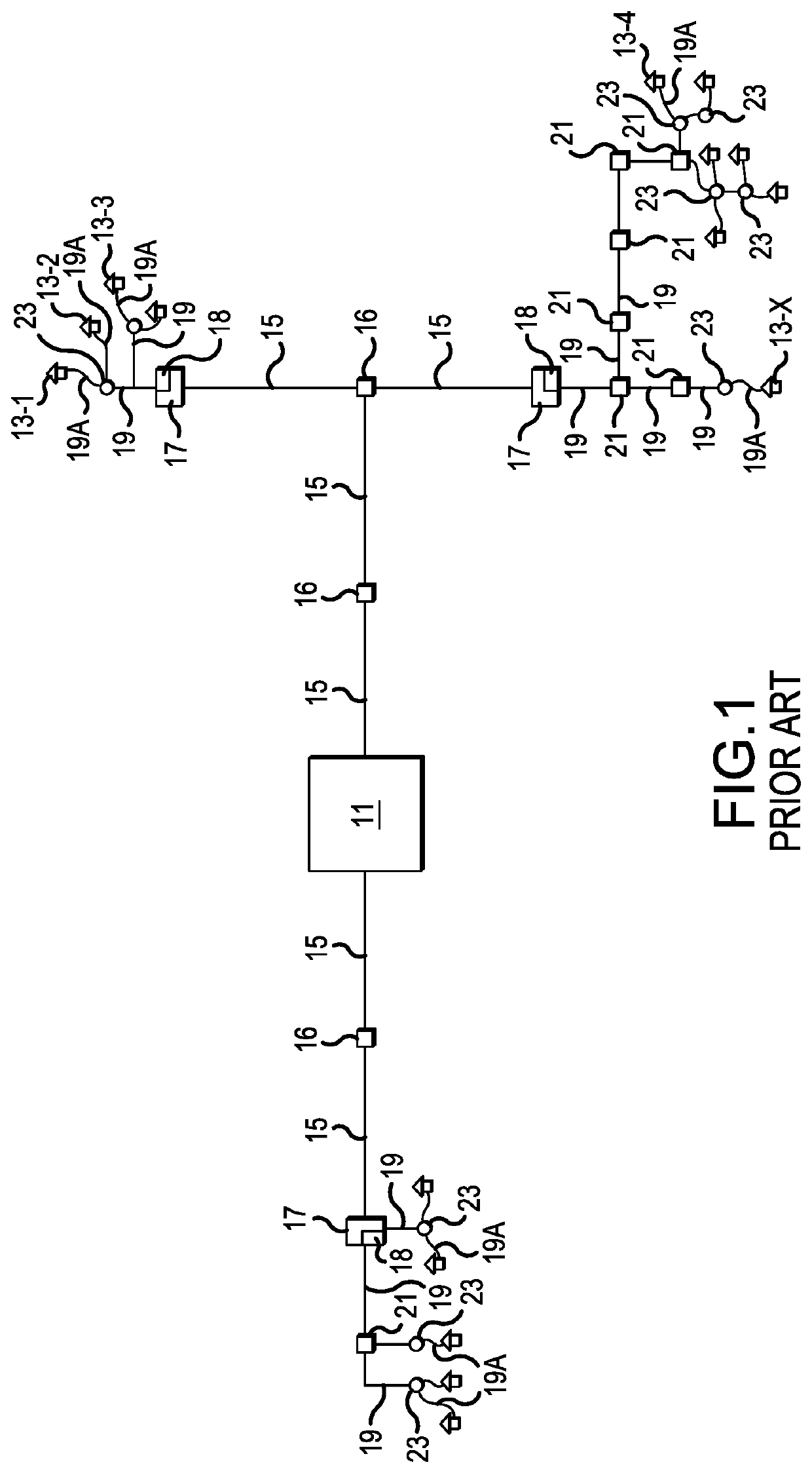 Dual coax network with power distribution and mid-span tap for signals and/or power from same