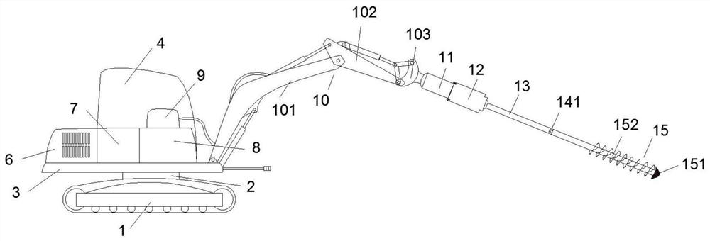 A construction method of a helical percussion drilling device suitable for rock and soil