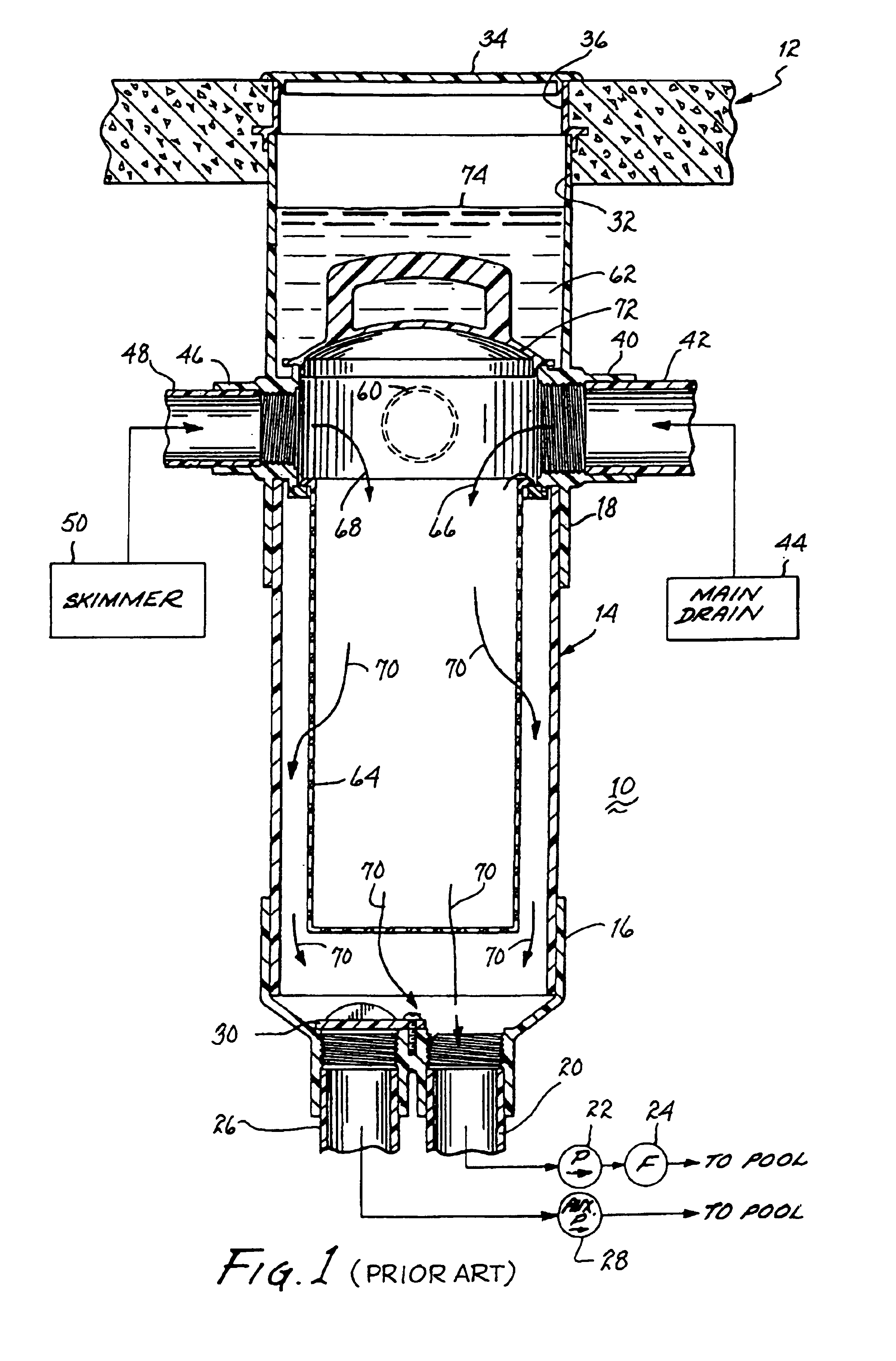 Hydraulic suction fuse for swimming pools