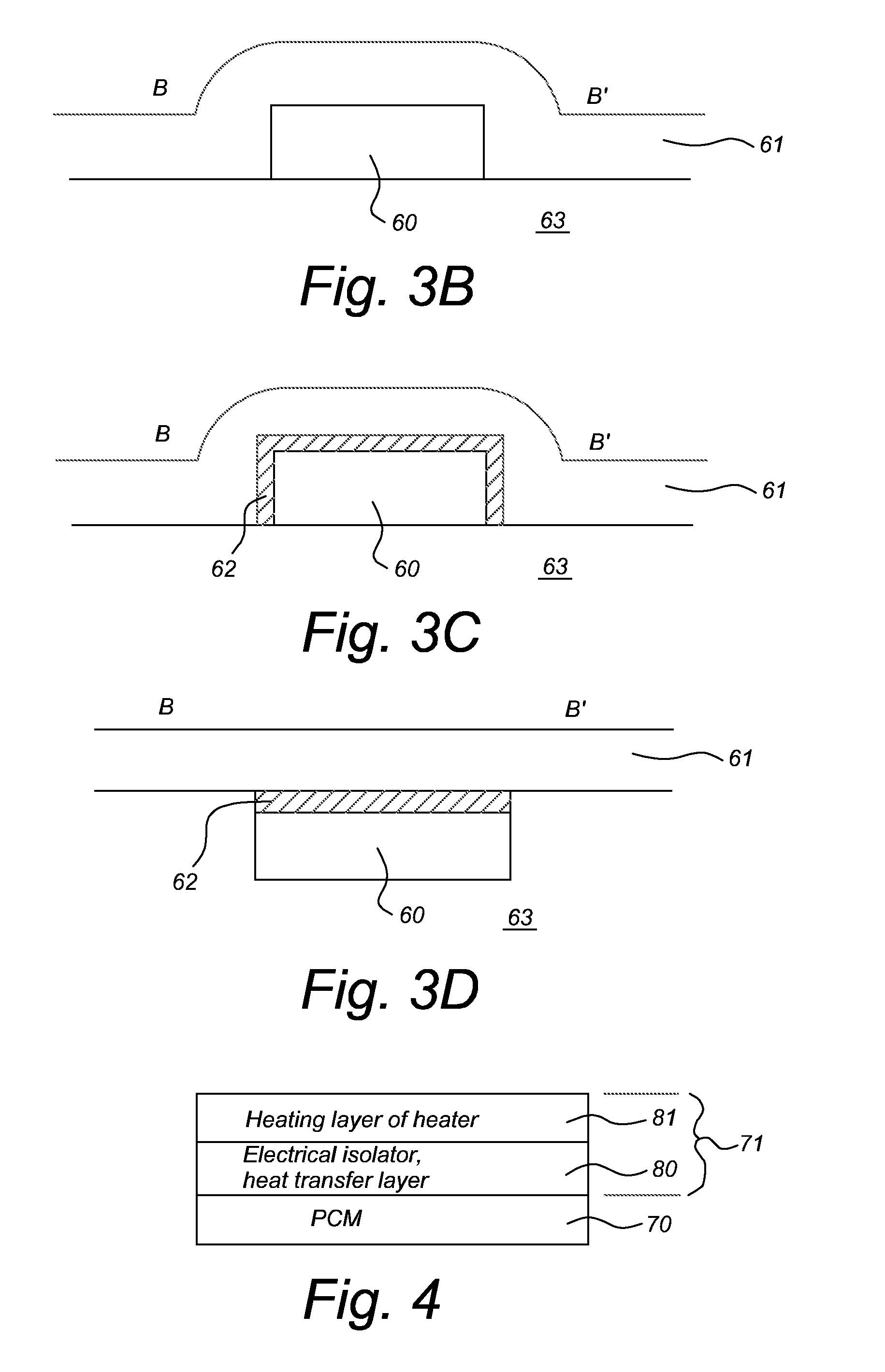 Electric device comprising phase change material and heating element