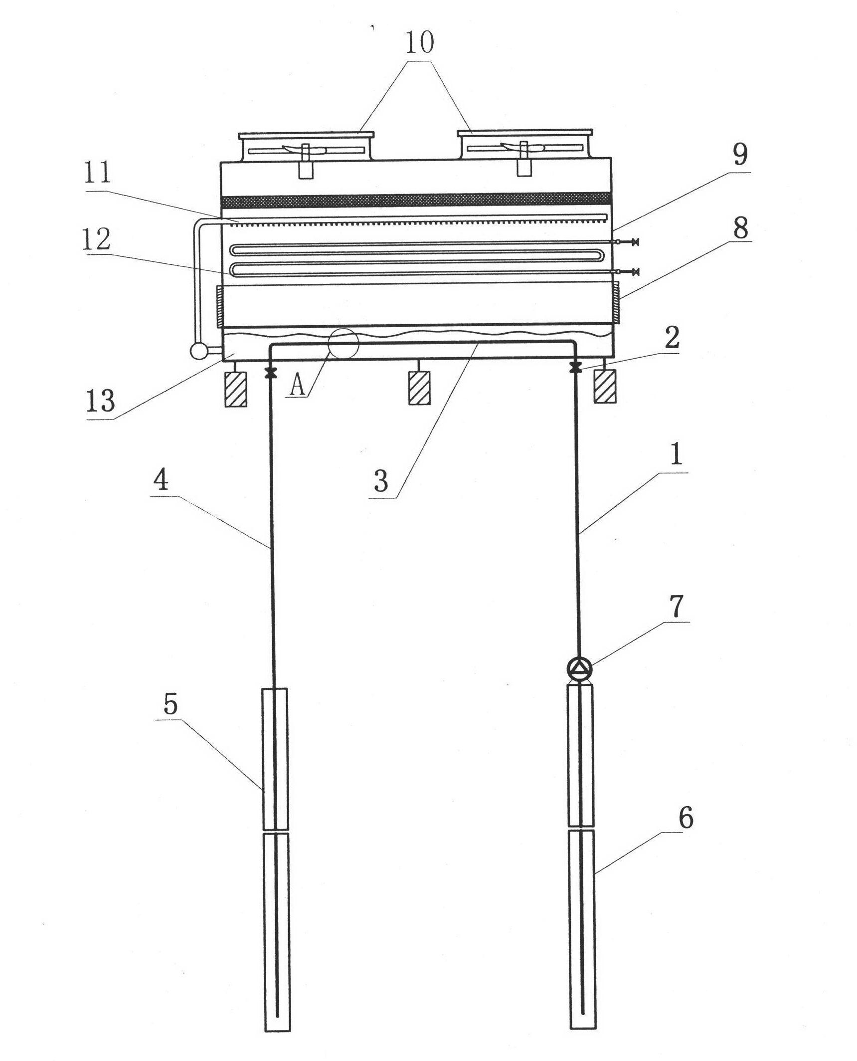 Cooling energy-saving device for evaporative condenser in refrigeration and air-conditioning system