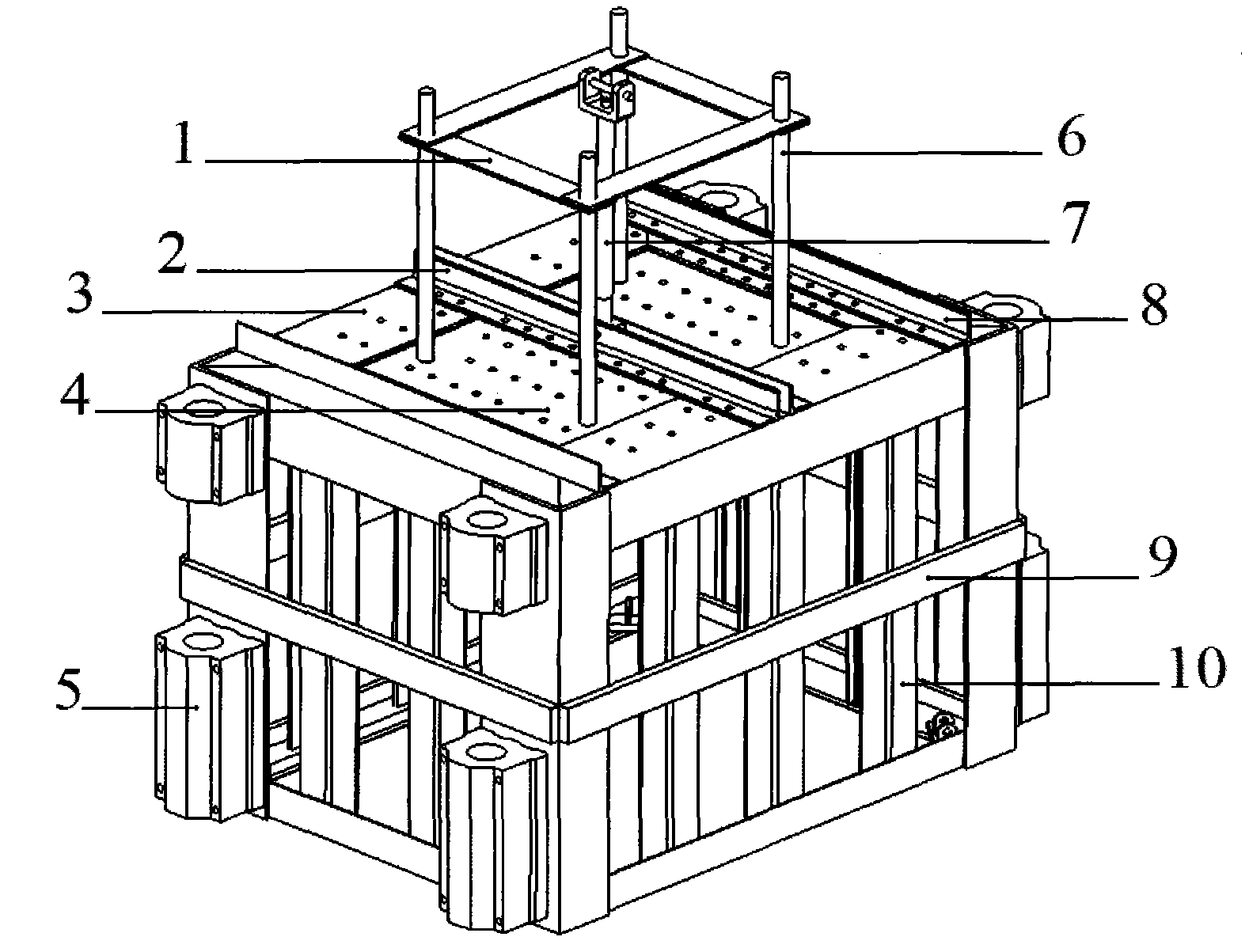 Inverted cup-type drop test bed cradle