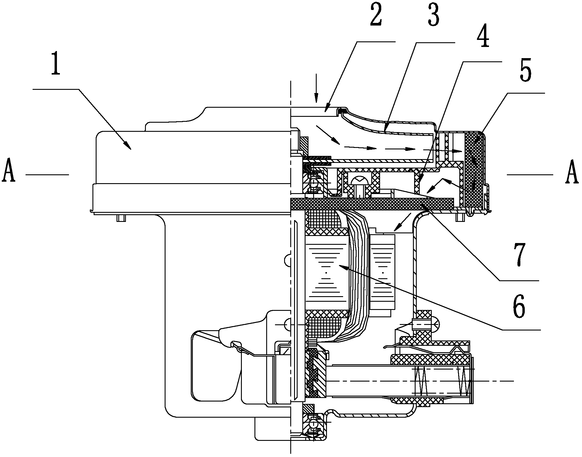 Motor for dust collector