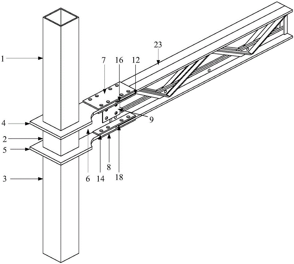 End plate fabricated corrugated web engaging beam-column joint connecting device capable of achieving function recovery