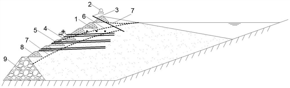 Inflatable water interception and seepage reduction system and method for rapidly reducing the infiltration line in tailings pond