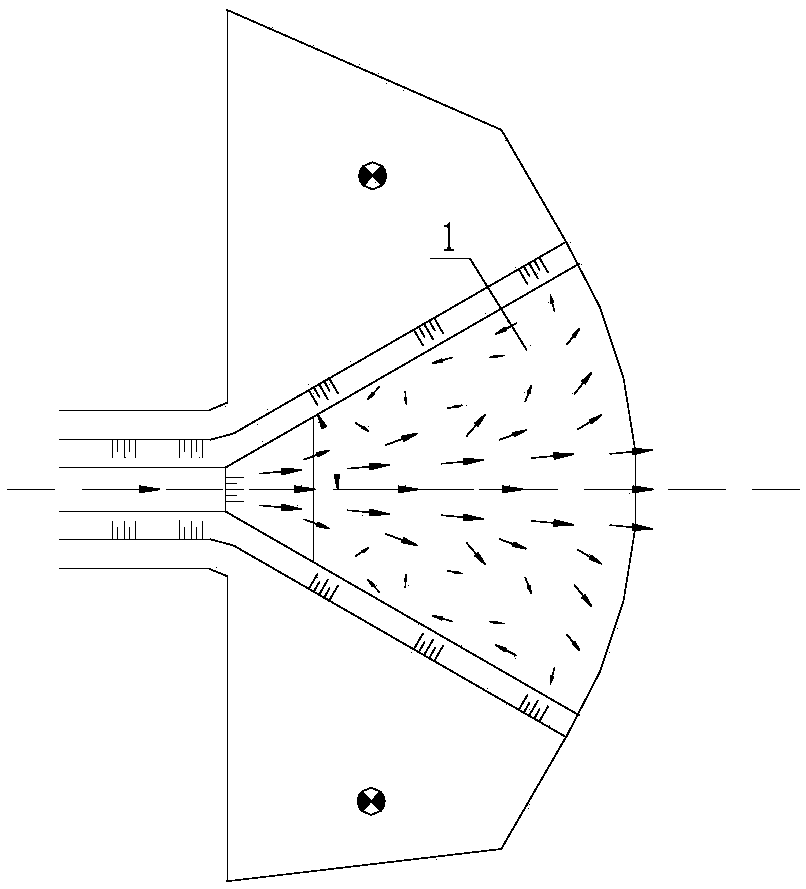 Energy dissipation construction structure suitable for diffusion type drainage outlet