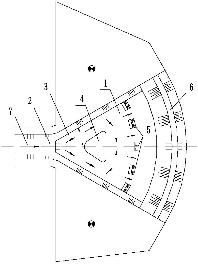 Energy dissipation construction structure suitable for diffusion type drainage outlet