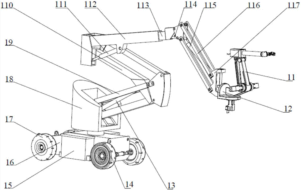 Thirteen degrees of freedom large hull exterior surface spraying robot