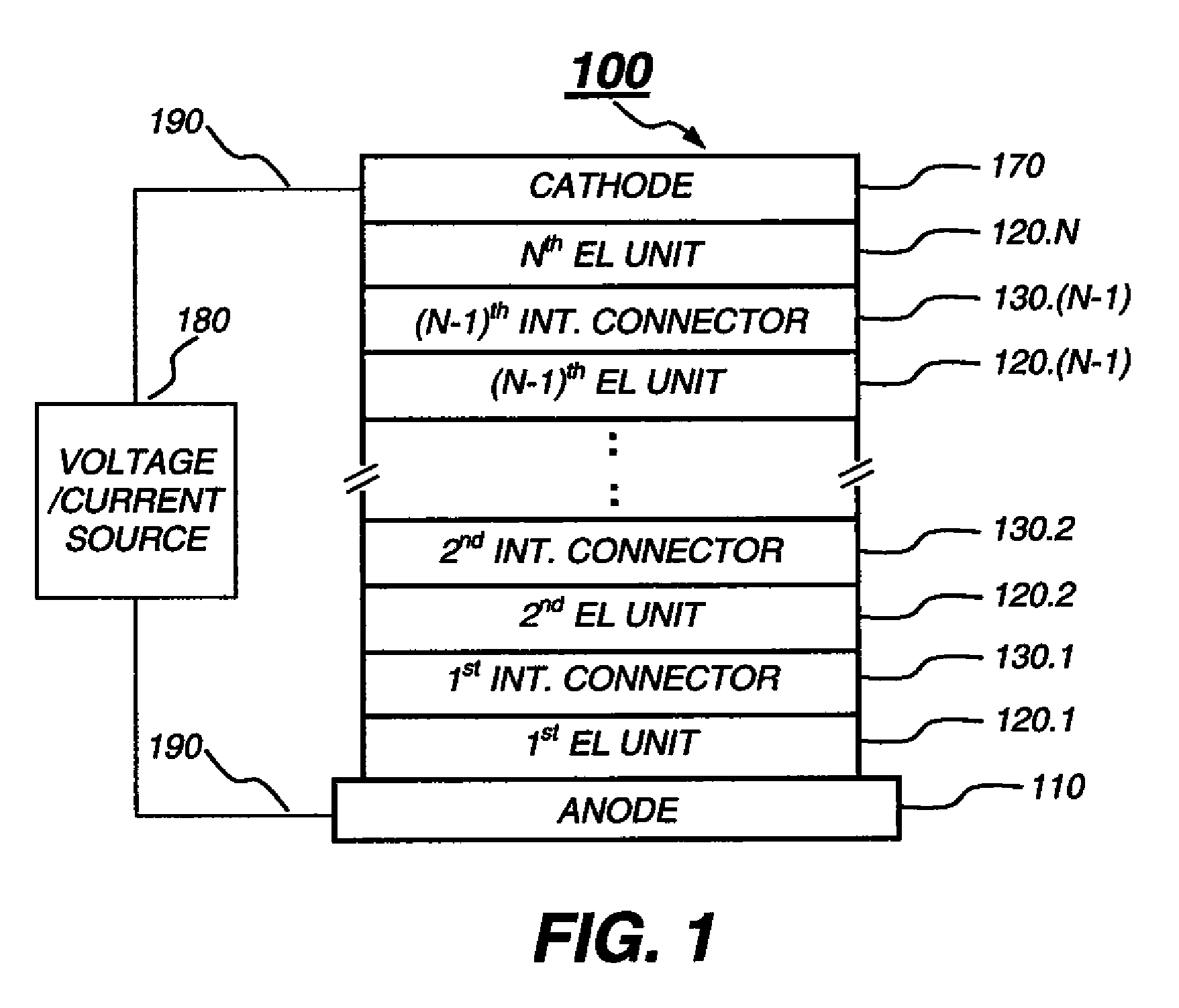 Tandem OLED having an organic intermediate connector