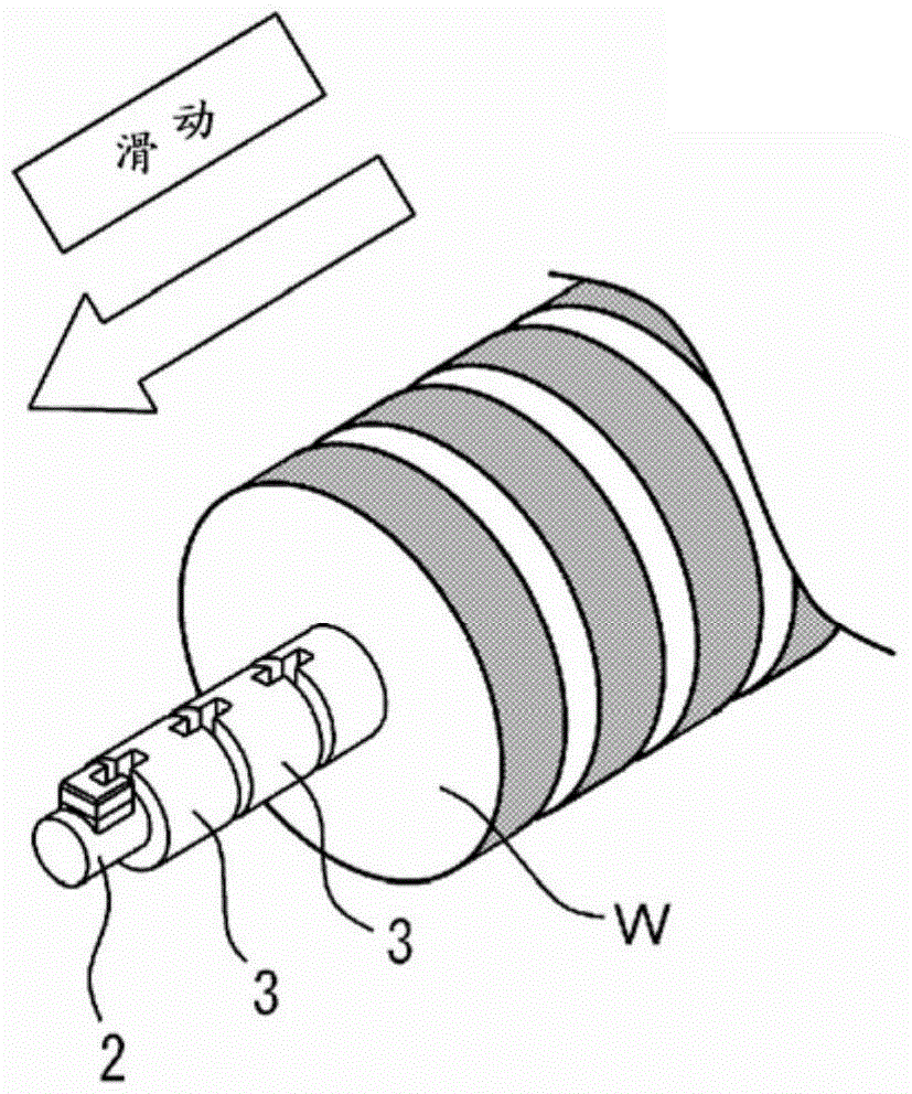 Take-up device for woven fabric with rubber