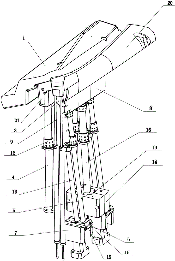 Car front door upper frame core pulling mechanism