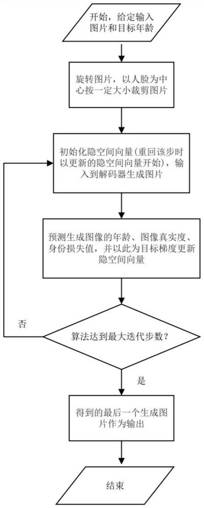 Face image age conversion method based on gradient adversarial attack and generative adversarial model