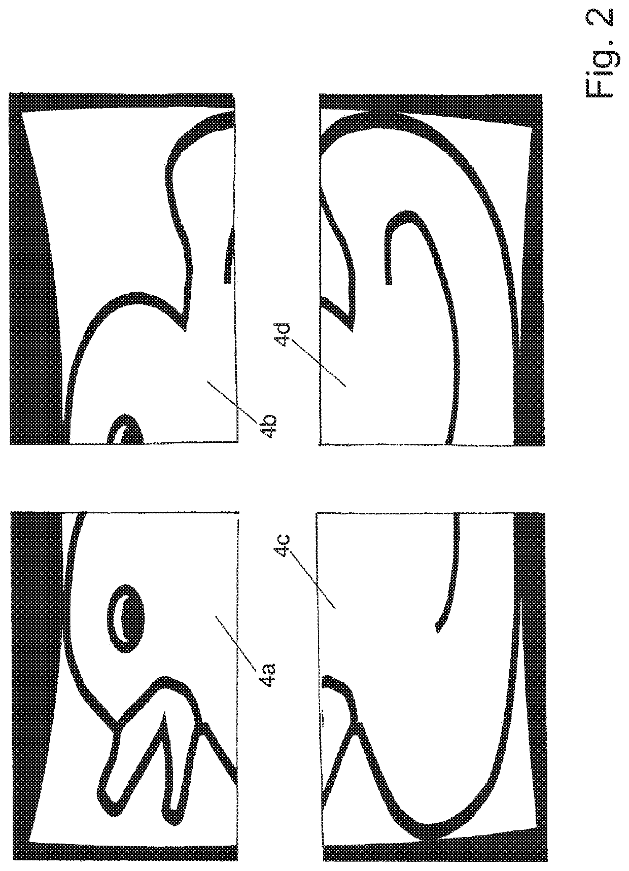 Automatically producing an optical blend mask individually adapted to a projector and its position to a projection surface of the projection system