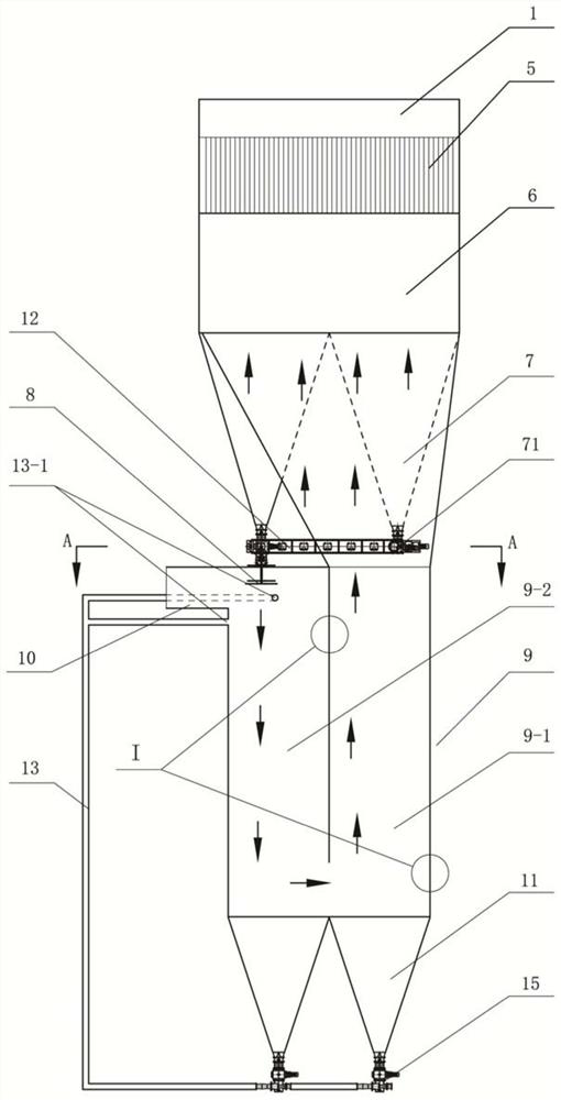 Deacidification-dust removal integrated device for flue gas based on dense phase dry tower