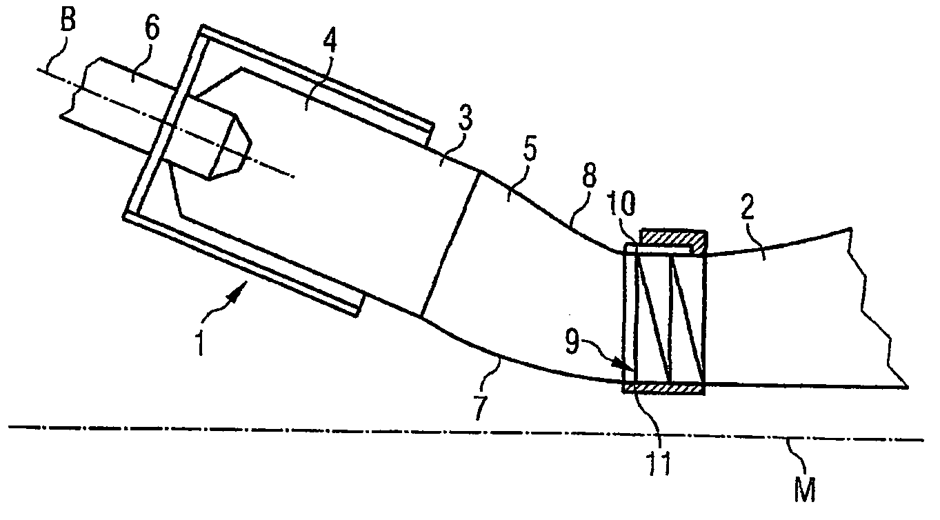 Combustion chamber intermediate part for a gas turbine