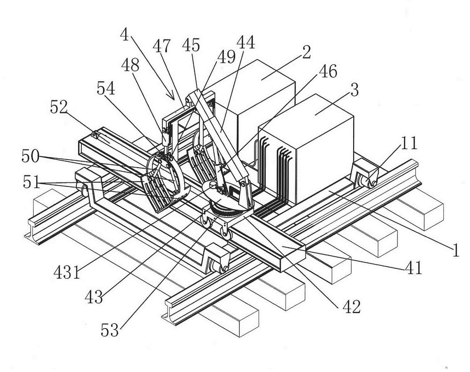 Grab stone cleaning machine between sleepers