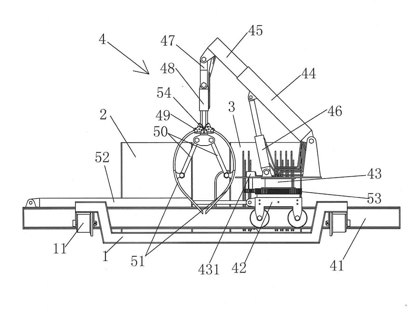 Grab stone cleaning machine between sleepers