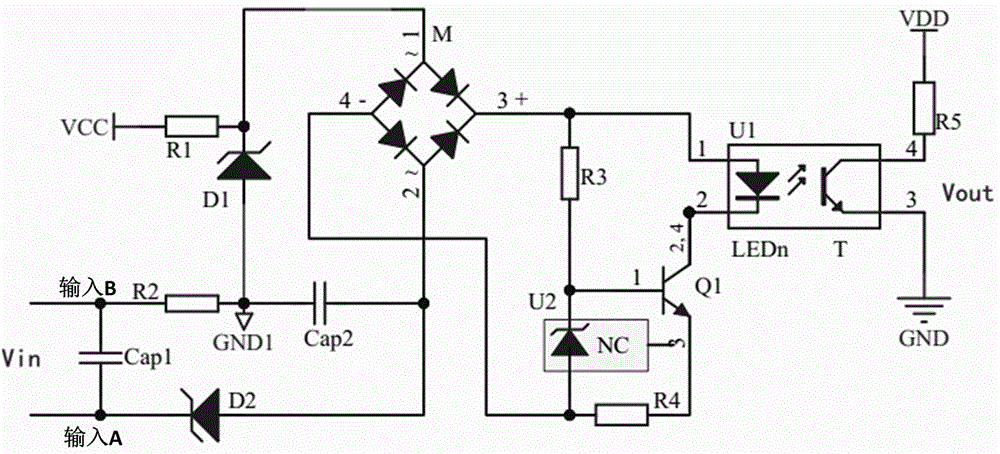 On-off input circuit for relay protection testing device