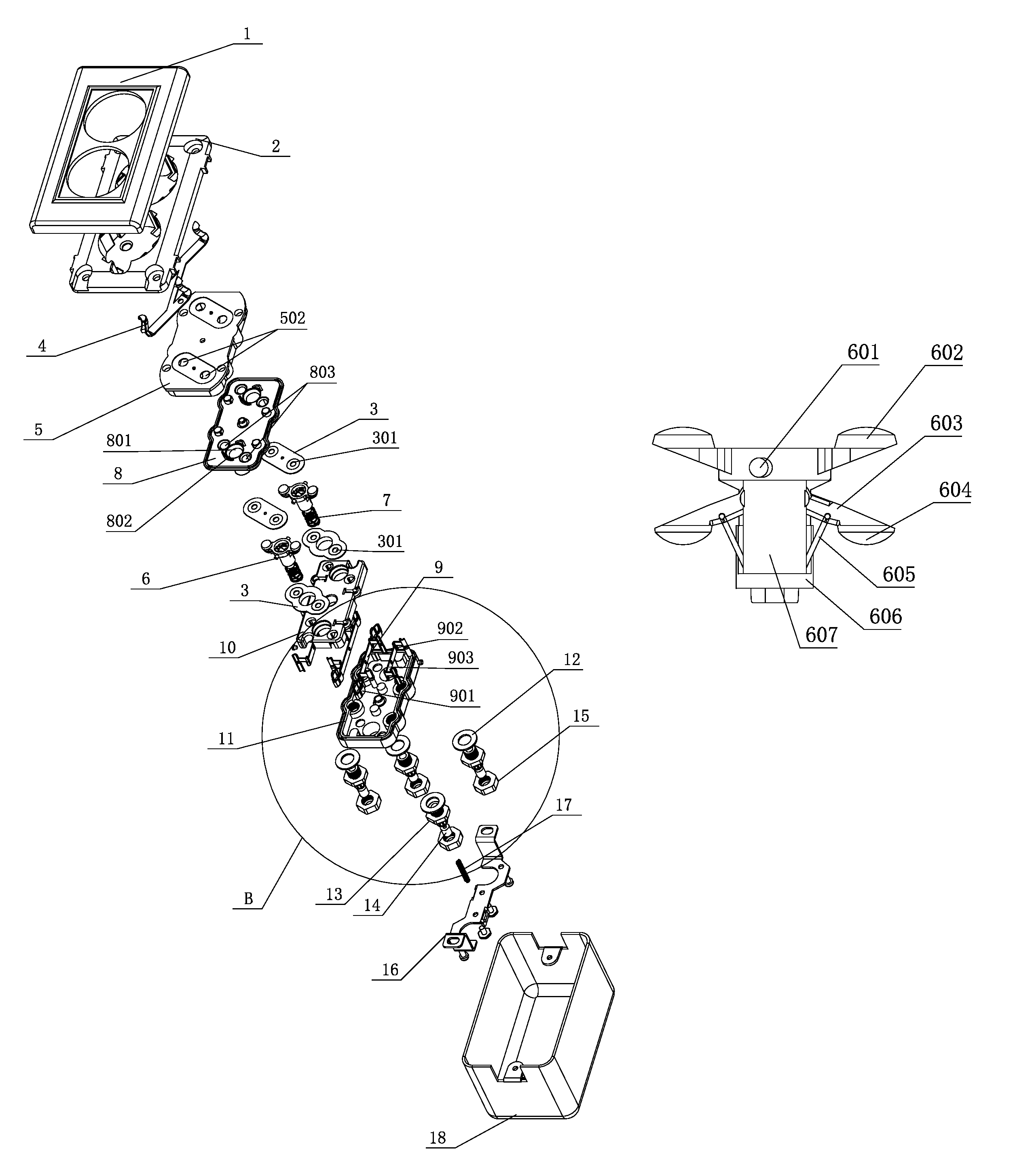 Waterproof socket having a waterproofing inner core movable between usage and non-usage positions