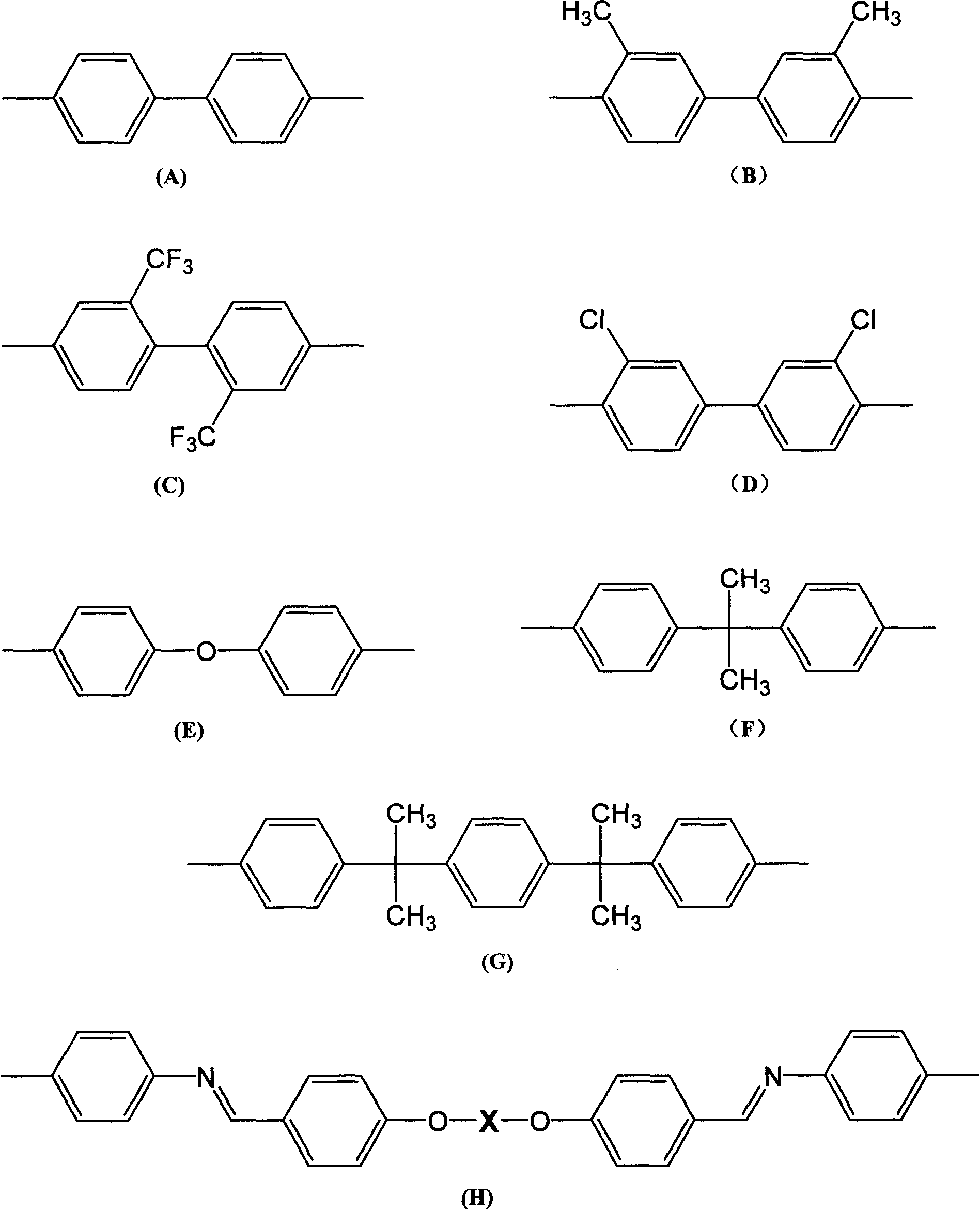 Schiff's base type epoxy resin of liquid crystal, preparation method and application