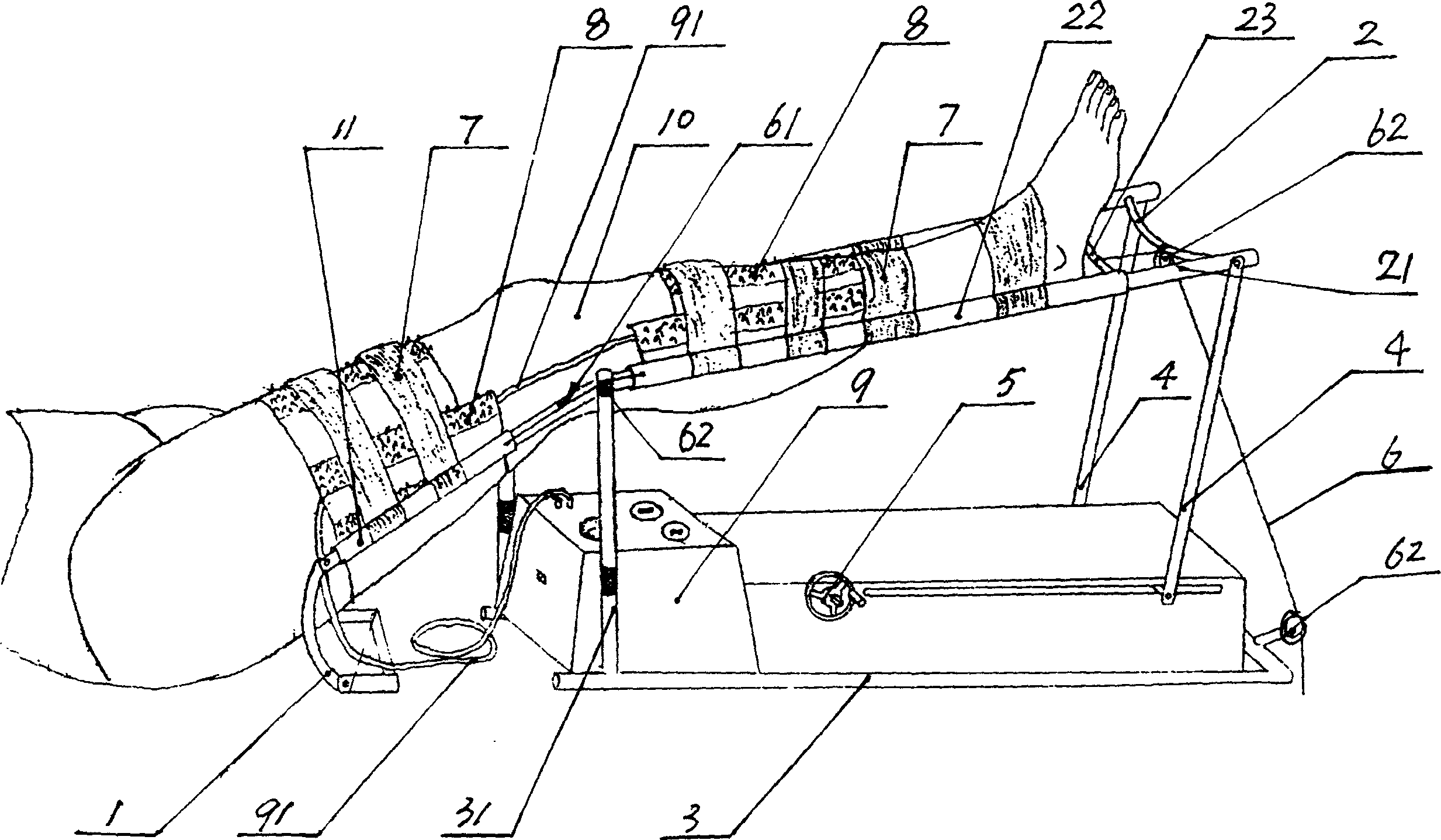 Sliding type multifunctional traction frame for lower limb skin traction