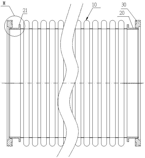 Welded connection structure of bellows and joints