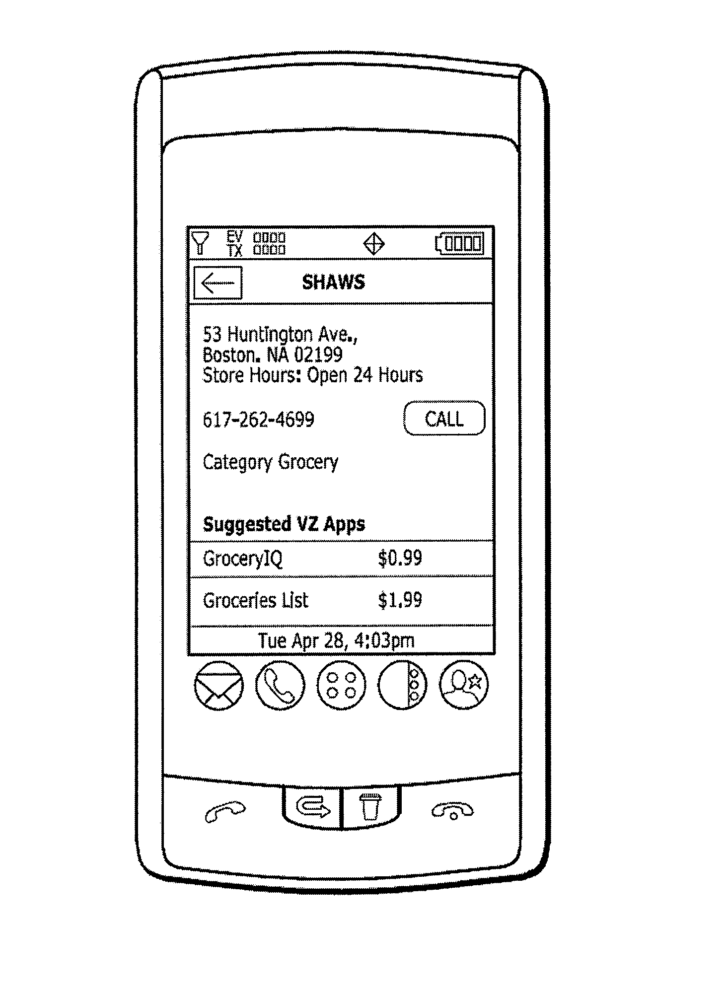 Application suggestions for mobile communication device based on location-based directory information