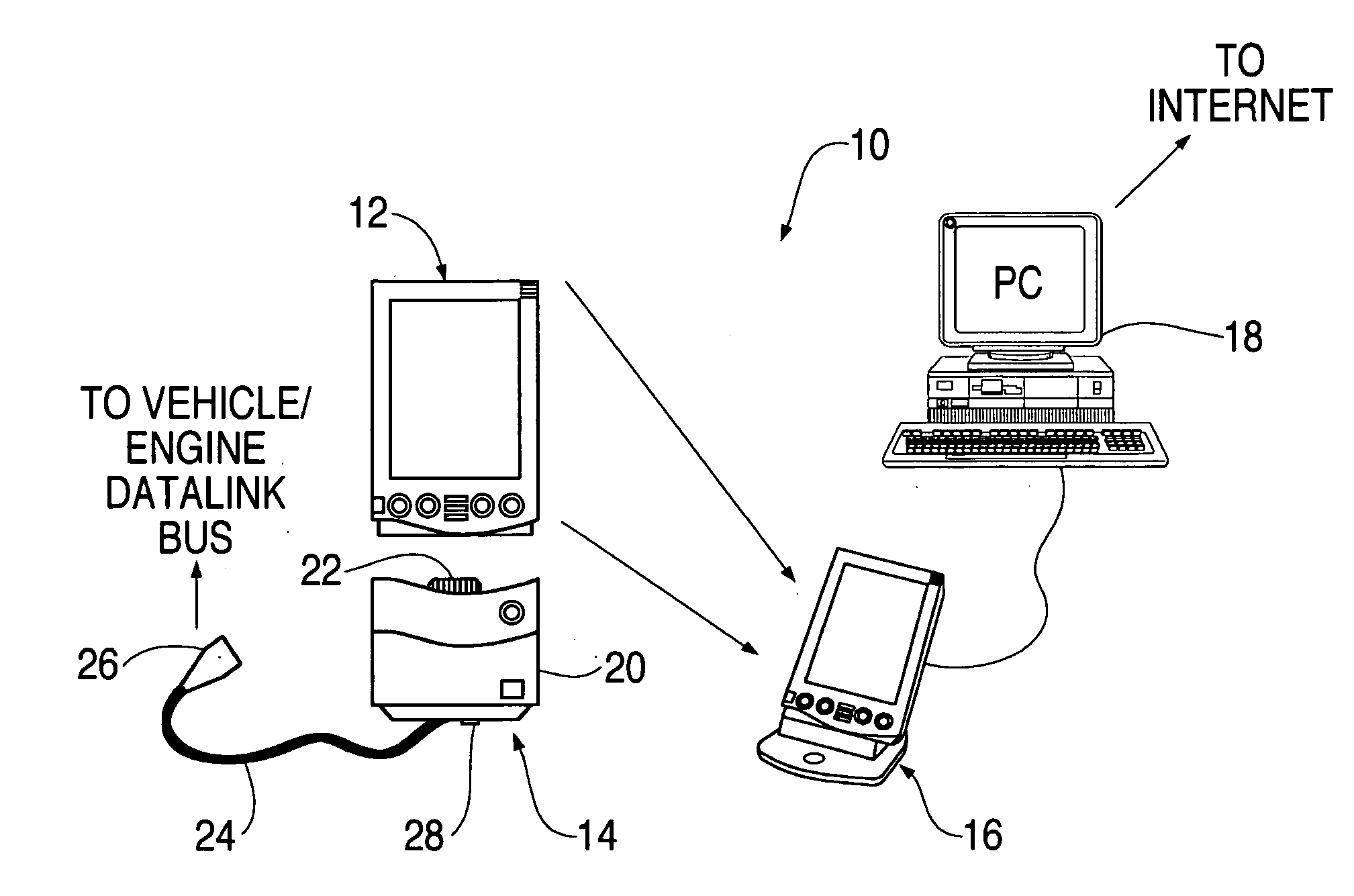 Handheld computer based system for collection, display and analysis of engine/vehicle data