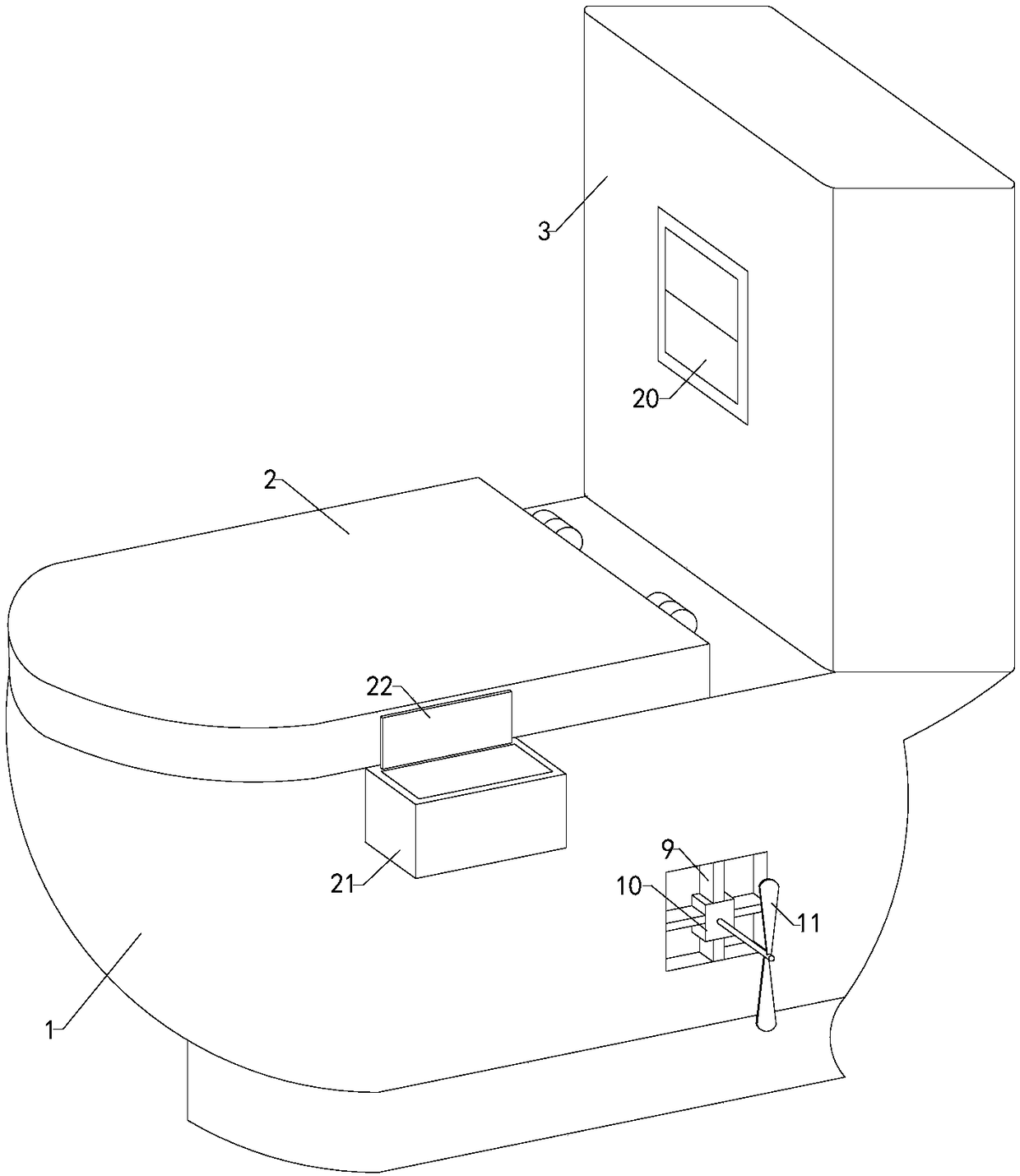 Silencing toilet bowl with gas exhaust function