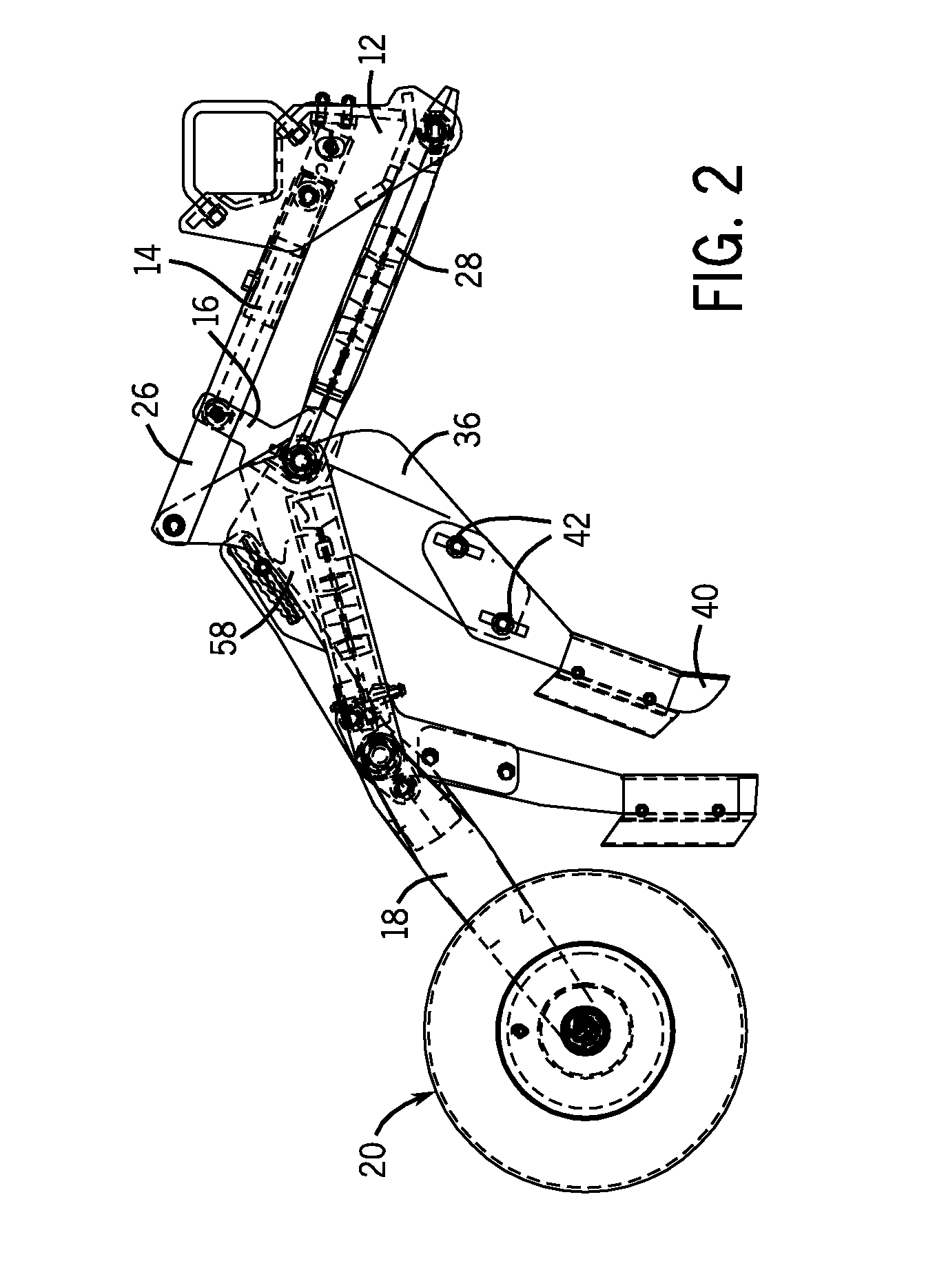 Precision hoe opener with swing link between cylinder and shank