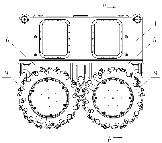 A double wheel groove milling machine transmission box