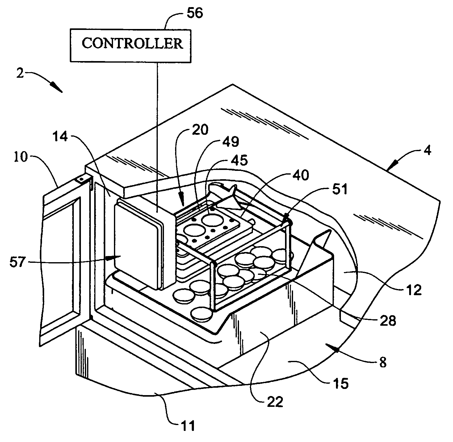 Refrigerator with an automatic compact fluid operated icemaker