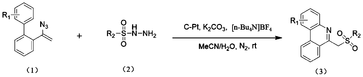 Method for preparing 6-(sulfonylmethyl)phenanthridine compound through electrocatalysis