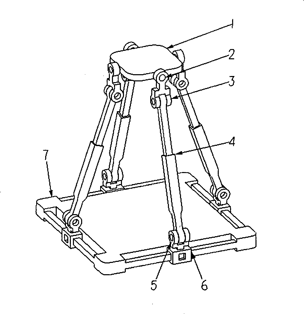 Fork four-freedom parallel connection robot mechanism