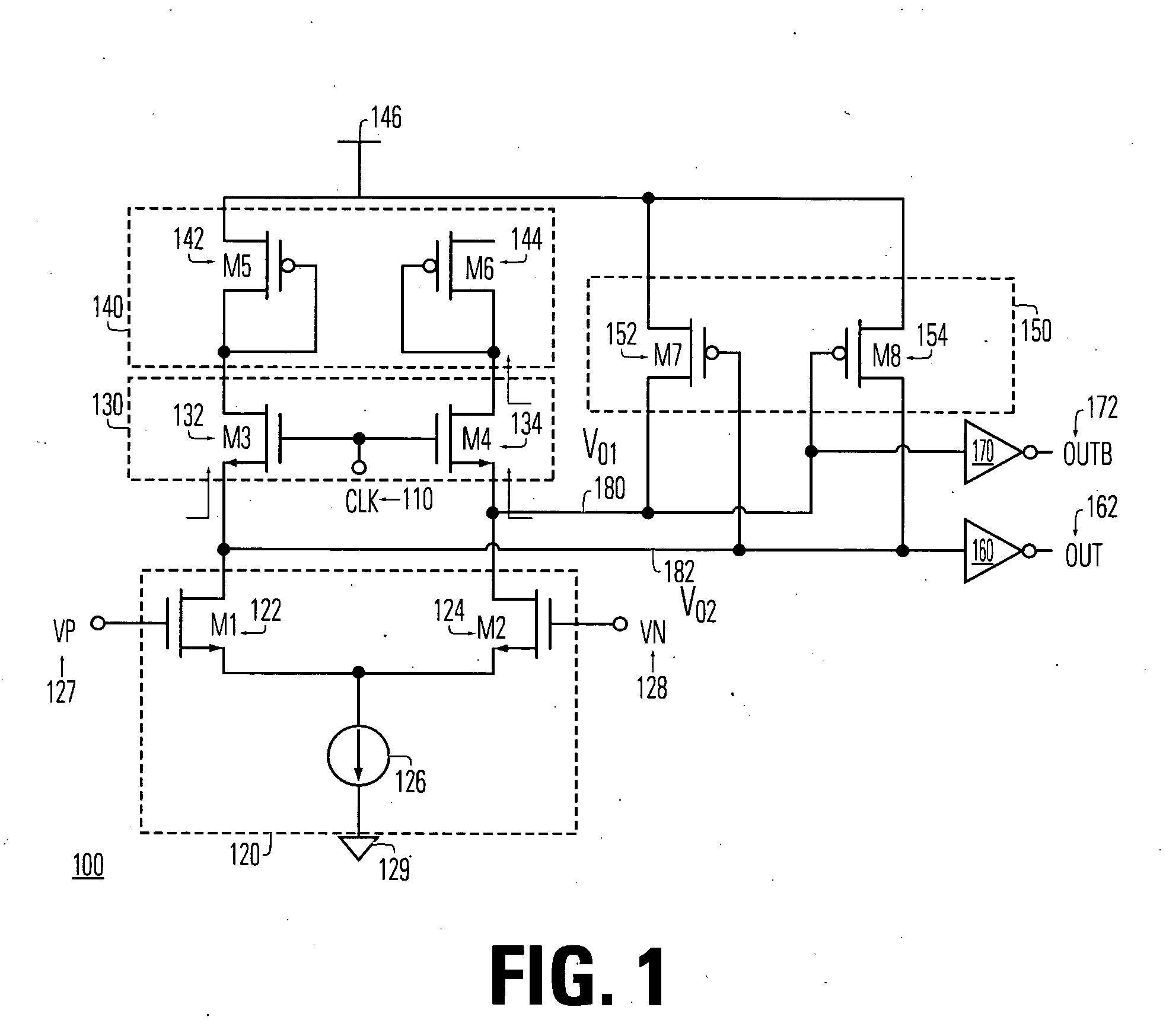 Differential sense amplifier circuit and method triggered by a clock signal through a switch circuit